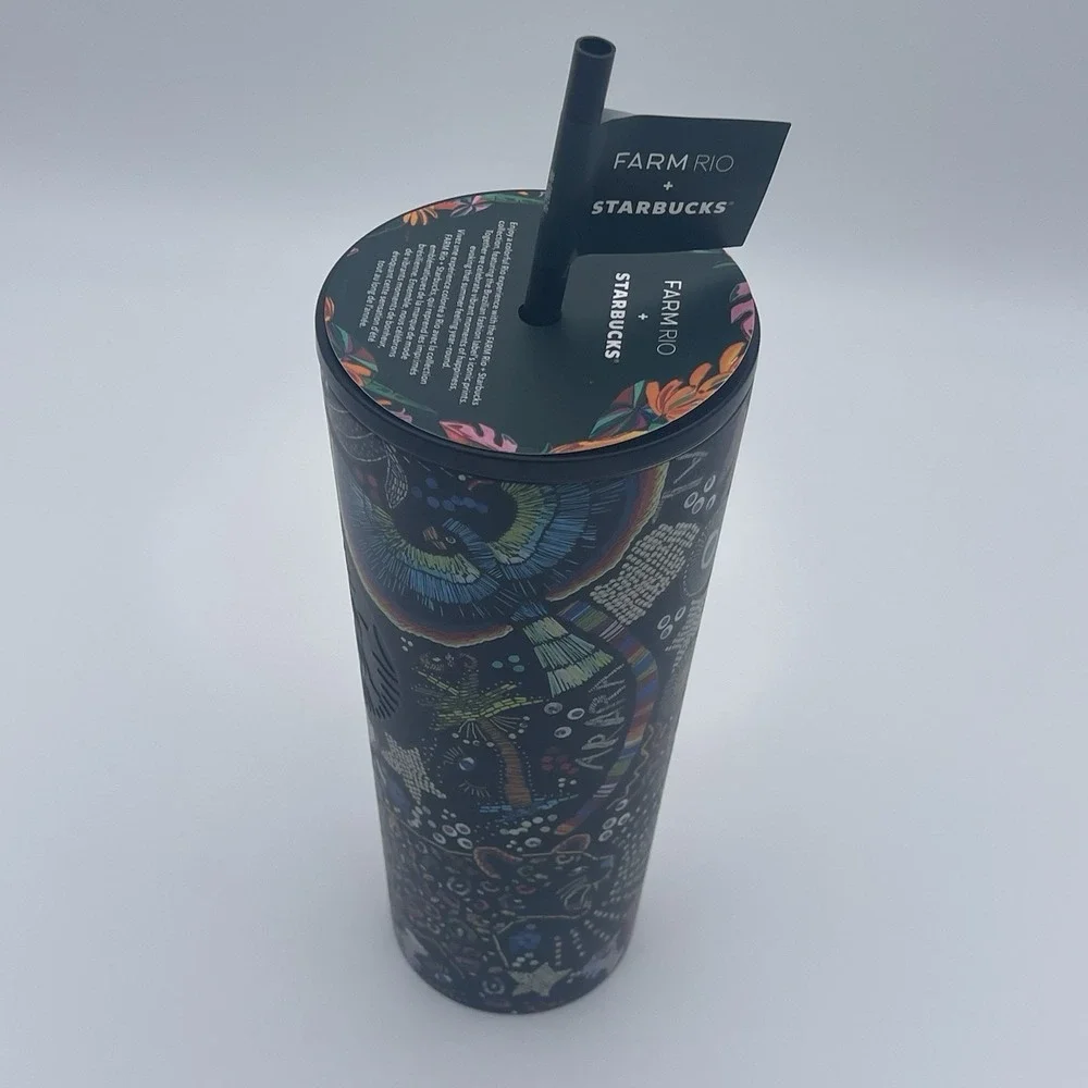 Starbucks X Farm Rio Tumbler Borogodo 24 Oz Graphic Print Colorful Stainless NEW